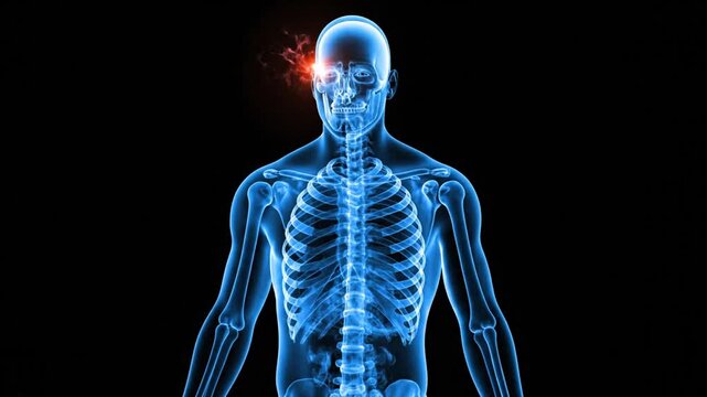 Visualization of neural activity and brain response in human anatomy with digital skeletal overlays for medical analysis
