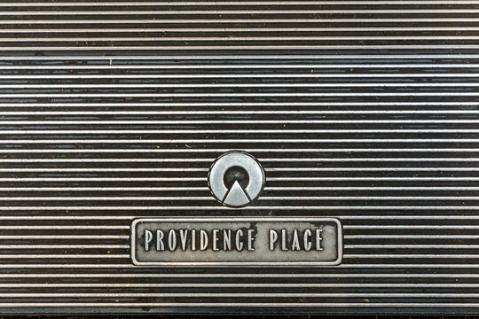 plate with sign Providence place in detail