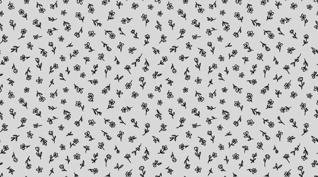 Seamless pattern of small black birds on light gray background for textiles and graphic design.