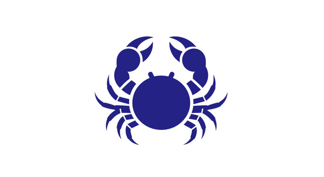 Minimalist Blue Crab Icon Graphic