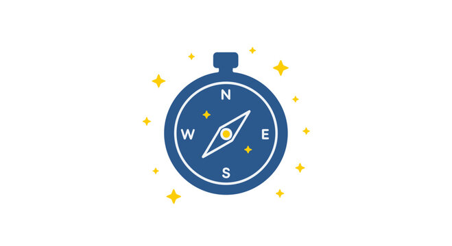 Blue Compass with Stars Navigation Tool.