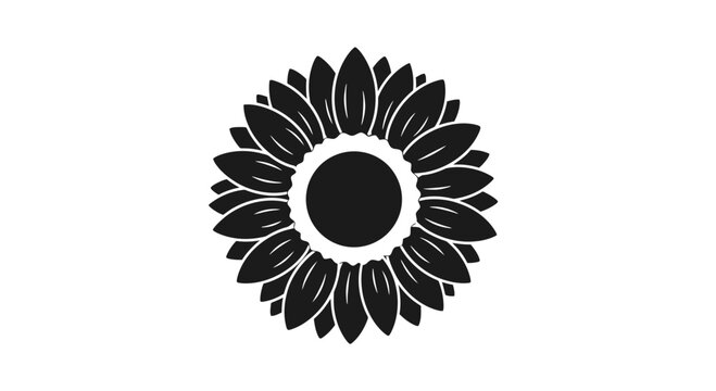 Black and White Sunflower Illustration Design.