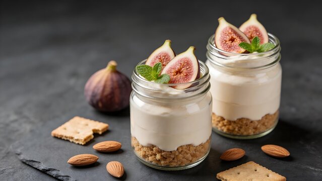 Dessert in jars with figs and nuts