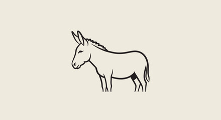 Fototapeta premium Minimalist Line Art Illustration of a Donkey