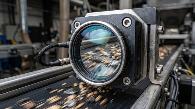 Automated Machine Vision Camera Inspecting Grains on High-Speed Conveyor Belt