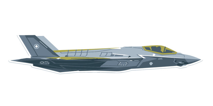 F35 Fighter Jet Vector Illustration with Clean Modern Military Design