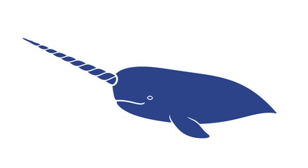 Blue Narwhal Silhouette Illustration. © Acuba