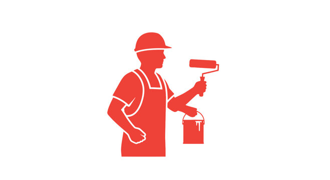 Painter with Paint Roller and Bucket.