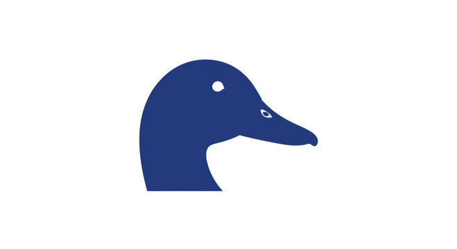Blue Duck Head Illustration Simple Design.