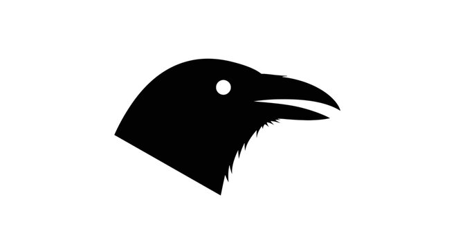 Black Silhouette of a Raven Head.