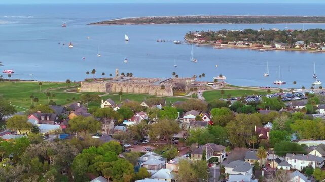 Fort Castillo de San Marcos, National Monument in St. Augustine, Florida. Old Spanish fortification landmark.