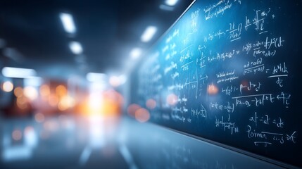 Fototapeta premium Classroom Chalkboard with Mathematical Equations in Dual State Presentation