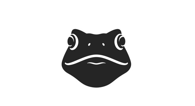 Black and White Frog Face Illustration.