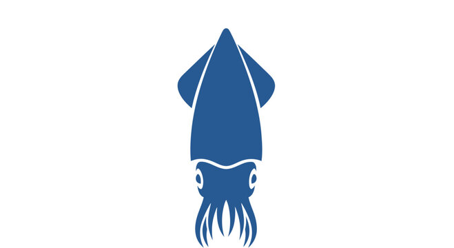 Blue Squid Illustration with Tentacles.