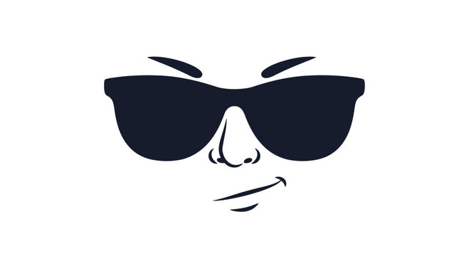 Illustration of face wearing sunglasses.