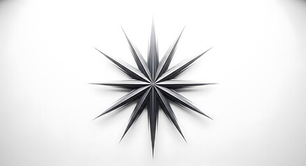 Obraz premium Black metal starburst with sharp spikes on white minimalist background