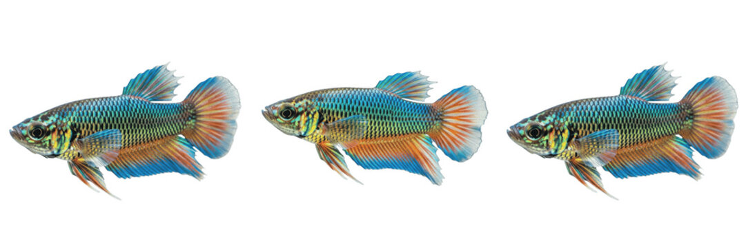 Siamese Fighting Fish PNG - Colorful Betta Splendens with Flowing Fins