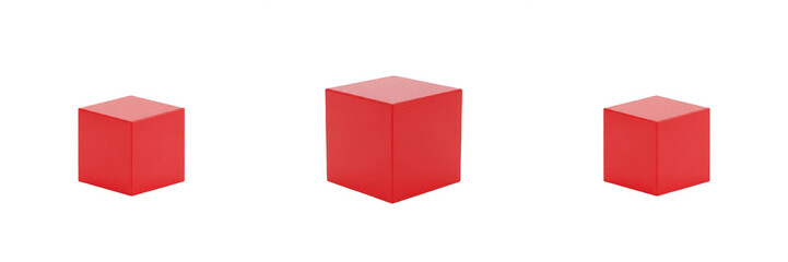 Fototapeta premium Red Cube 3D PNG - Geometric Square Block for Graphic Design