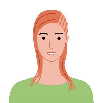 Cornrows hairstyle flat vector front view, braided hair shape tight rows composition for avatar, beauty app, interface, fashion illustration