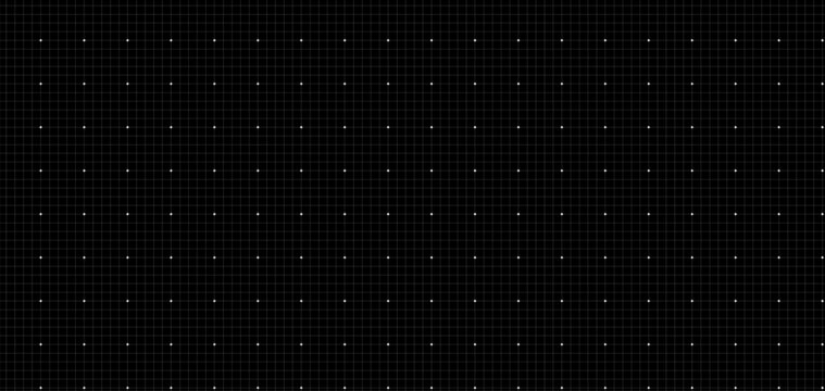 Seamless pattern mini Star Dot grid blueprint, black surface. Small element geometry layout, interface wireframes dashboards planning pages engineering diagrams technology visuals.