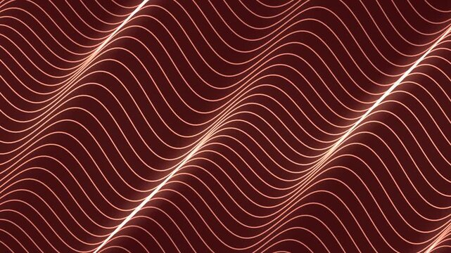 Abstract Seamless Loop of Wavy Glowing Lines on Dark Background