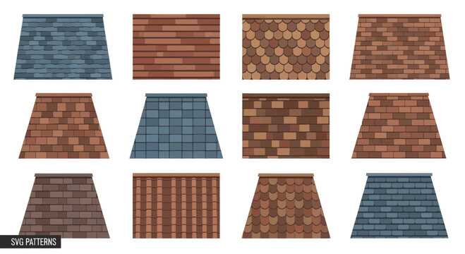 Collection of Roofing and Brick Wall Textures - Seamless Patterns