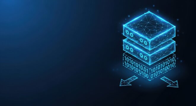 Network of Digital Servers Processing Binary Data in Futuristic Technology