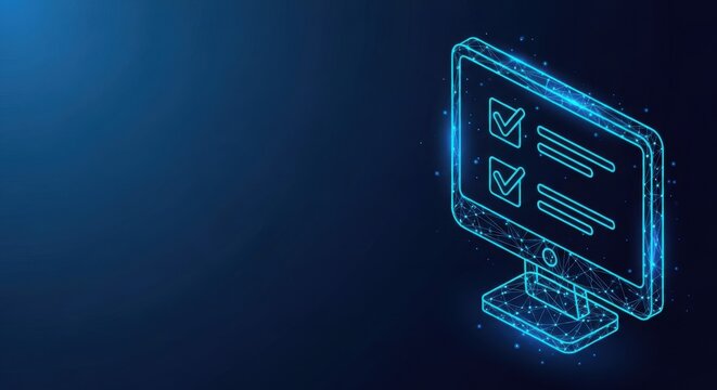 Digital Survey Checklist on Computer Screen, Representing Online Task Completion and Data Management