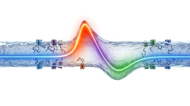 3D Visualization of an Action Potential Wave on a Nerve Cell Membrane