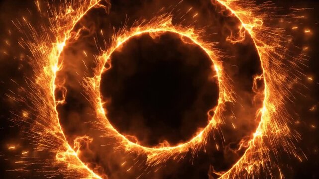 Solar Eclipse with Fiery Ring Effect.
