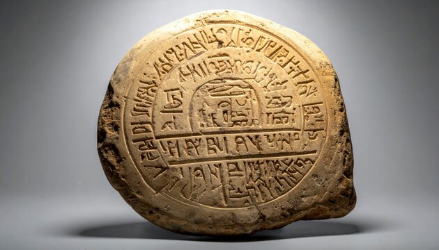 Ancient Ugaritic Cuneiform Script on Baked Clay Tablet