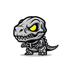 Fototapeta premium Cartoon Dinosaur Skeleton Character with Yellow Eyes.