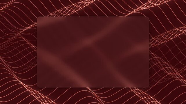 Abstract Dark Red Background with Glowing Wavy Lines and Glassmorphism Card