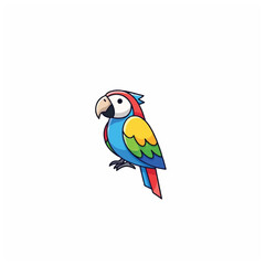Obraz premium Colorful Cartoon Macaw Parrot Bird Illustration.