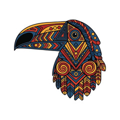 Fototapeta premium Colorful Tribal Toucan Bird Head Illustration.