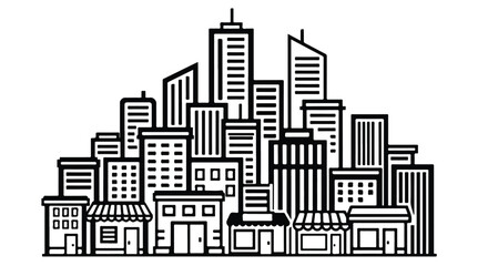 Obraz premium Black city skyline silhouette urban buildings