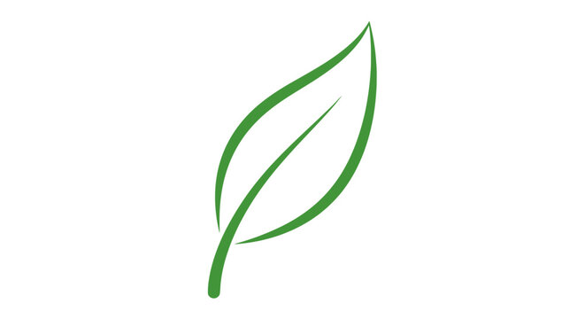 Green leaf icon isolated on white.