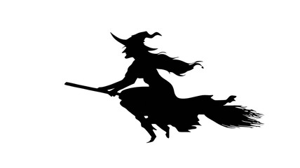 Obraz premium 魔女のシルエットイラスト。ハロウィンやファンタジーのデザイン素材