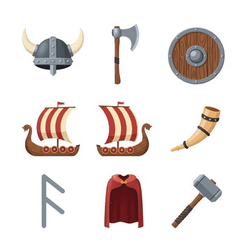 Viking Age Symbols and Artifacts Collection.