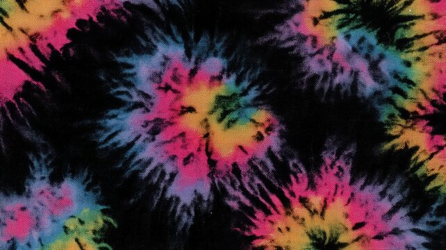 カラフルなタイダイ染めの布地。デザインやファッション素材に最適なテキスタイルパターン。