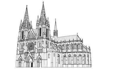 Fototapeta premium Detailed sketch of ornate gothic church