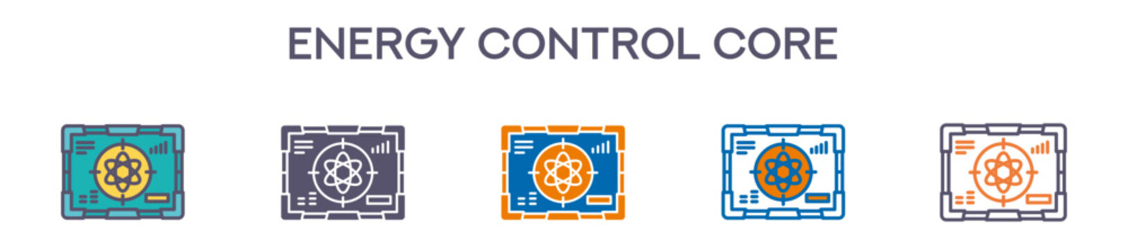 Energy Control Core Element For Design Graphic - Multi Styles. Vector Illustration Of Two Colored And Black. Multiple Icons Designs Can Be Used For Mobile, Ui, Web 