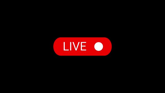 Live streaming and recording indicator button animations isolated on black background. 