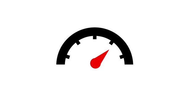 Speedometer 4k motion graphic animation on white screen background.simple animated spedometer