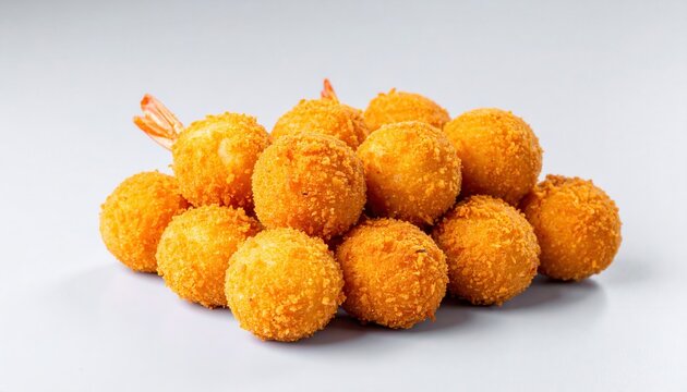 Crispy Golden Fried Shrimp Balls Coated in Light Batter, Appetizing Appetizers Arranged
