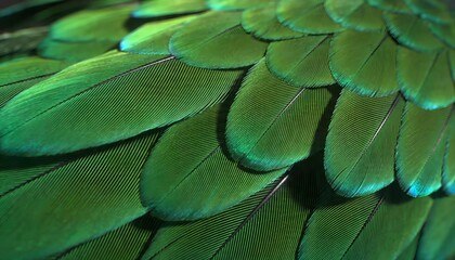 Obraz premium Vibrant Emerald Green Bird Feathers Macro Texture with Iridescent Shimmer