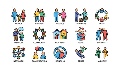 Fototapeta premium Diverse illustrations of relationship concepts showing unity and connection