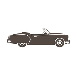 Obraz premium Brown convertible car silhouette side view on white background