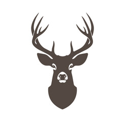 Fototapeta premium Brown deer head with large antlers on white background