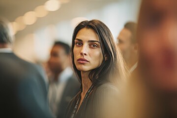 Obraz premium Middle Eastern Woman Showing Signs of Stress and Frustration in Corporate Office Environment